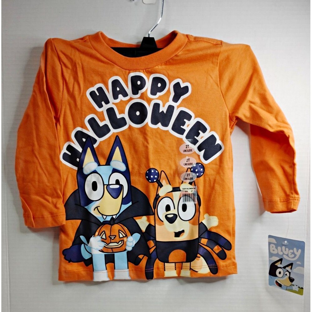 Bluey Halloween Graphic Print Long Sleeve Crew Neck T-Shirt, Unisex Toddler 2T